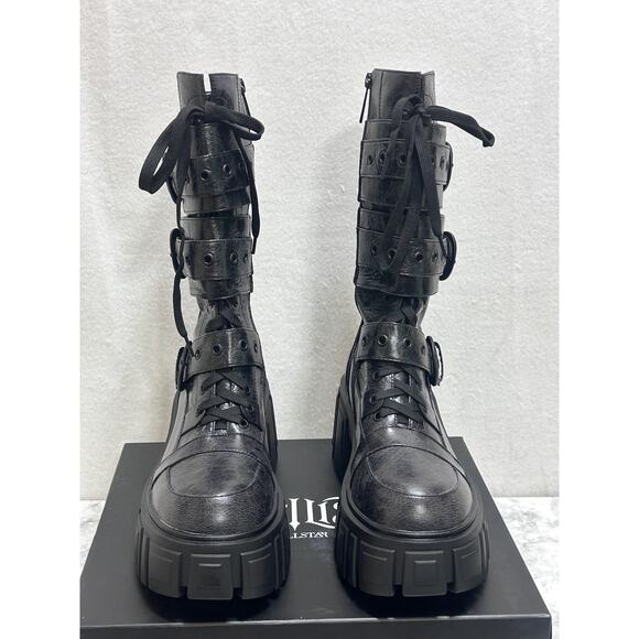 Killstar KIHILIST RUPTURA Boots Black Size 9 Textured Design Gothic Whimsygoth - Picture 4 of 9